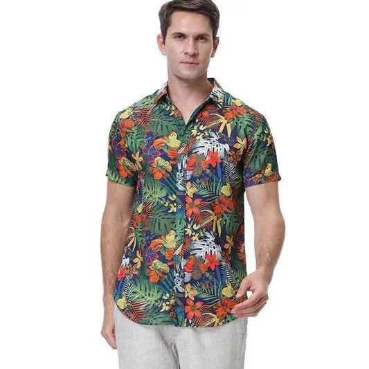 Lapel Print Thin Hawaiian Printed Shirt Men - www.Shopthatapp.com #