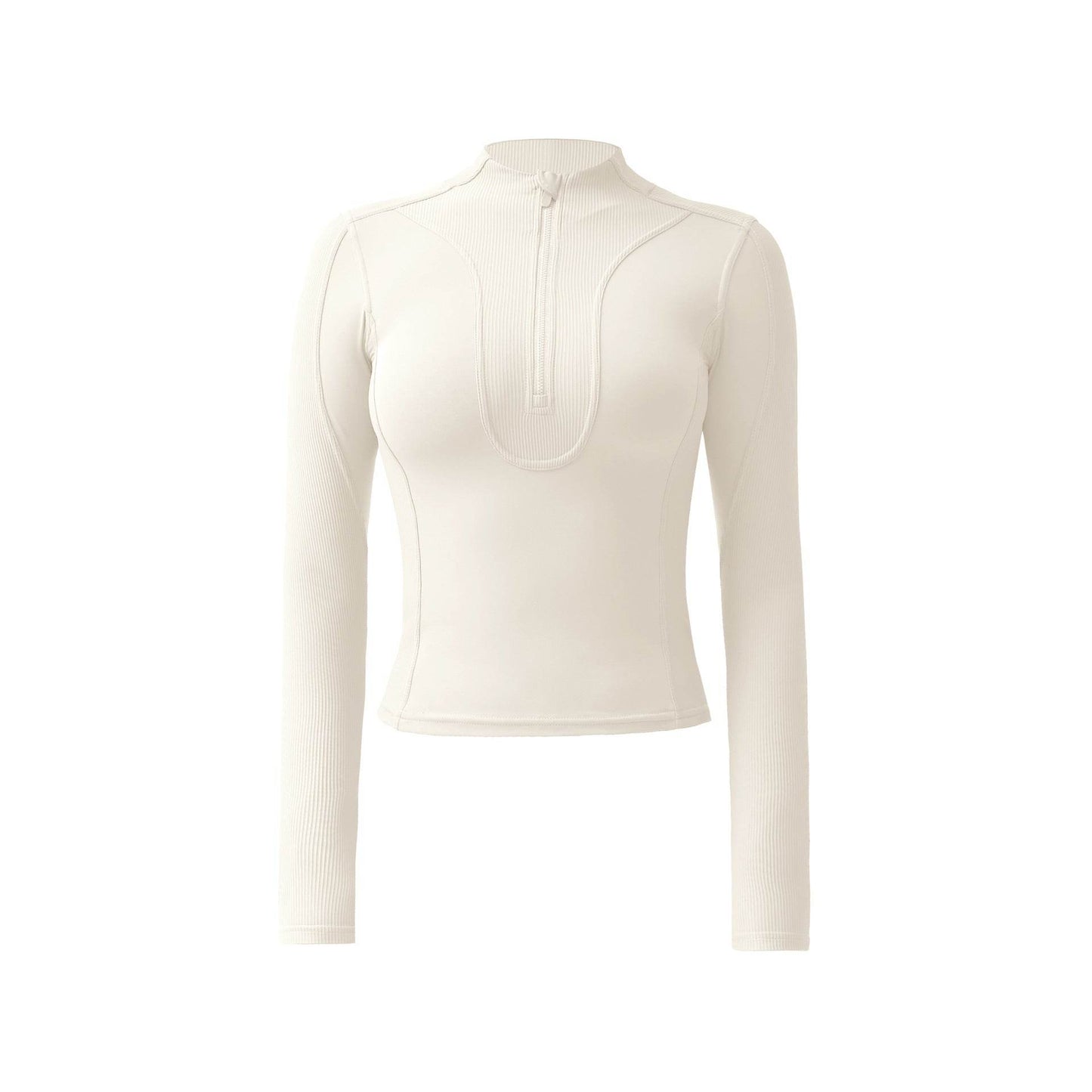 Long sleeve gym top for women Slim fit Half Zip Fitness Workout Top - www.Shopthatapp.com #