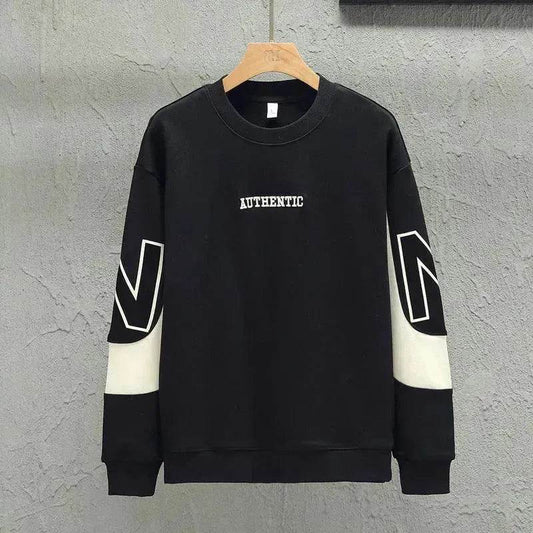 Loose Color Matching Round Neck Long Sleeve T-shirt Casual Top - www.Shopthatapp.com #