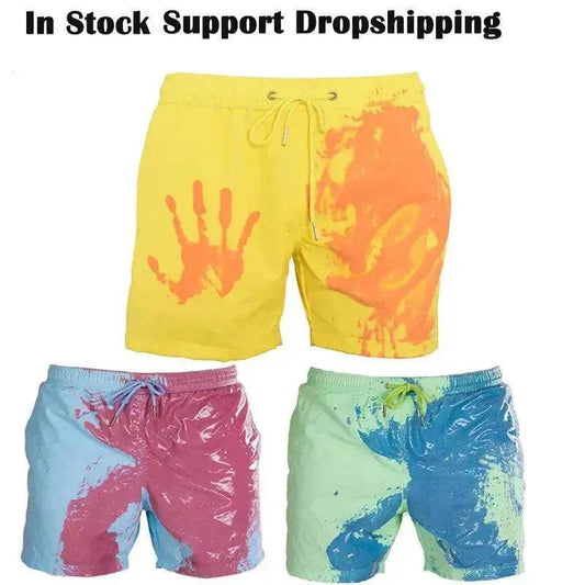 Magical Change Color Beach Shorts Summer Men Swimming Swimsuit Quick Dry - www.Shopthatapp.com #