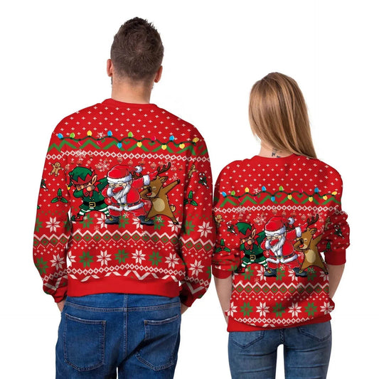 Men And Women Digital Printing Christmas Round Neck Sweater Tops - www.Shopthatapp.com #