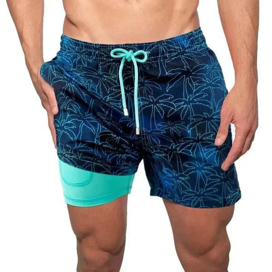 Men's Printed Beach Shorts Sports Double Layer Shorts Summer - www.Shopthatapp.com #