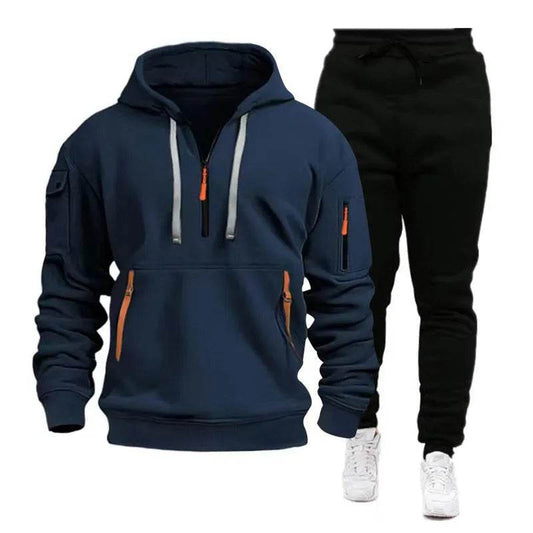 Men's pocket Half Zipper Hoodie Sweatshirt Pullover Sportswear - www.Shopthatapp.com #