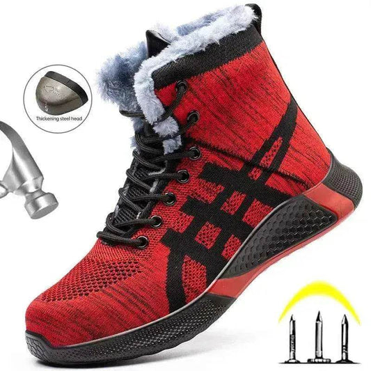 Men's Anti Smash Anti Puncture Work Warm Thickened Lace-up Safety Shoes - www.Shopthatapp.com
