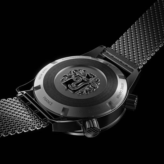 YEMA Navygraf Super Compressor Black Dial Steel Mesh Strap | YNAV24SC-AMS - www.Shopthatapp.com