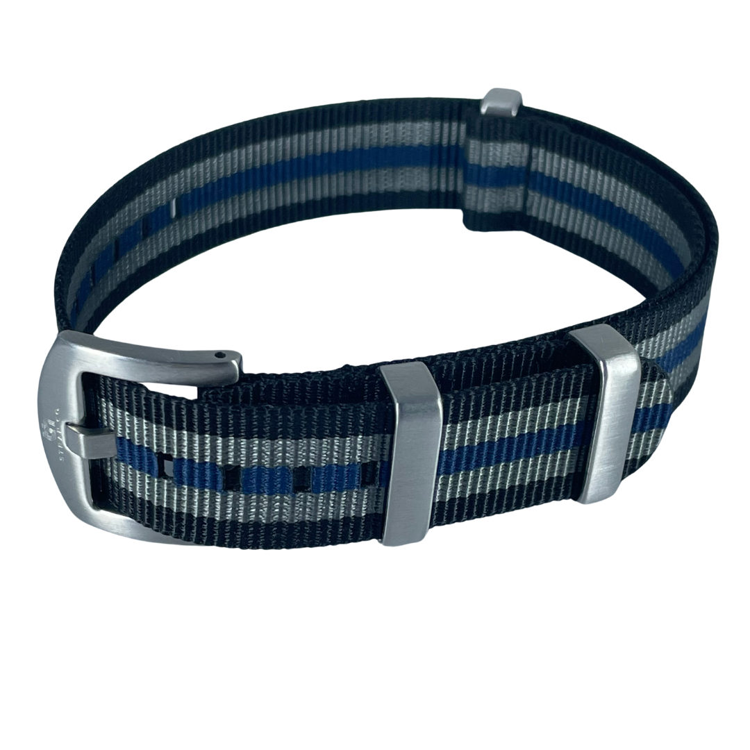 Nylon Nato Strap 18mm - Black Grey Blue-Jewellery-www.Shopthatapp.com-Bezel House
