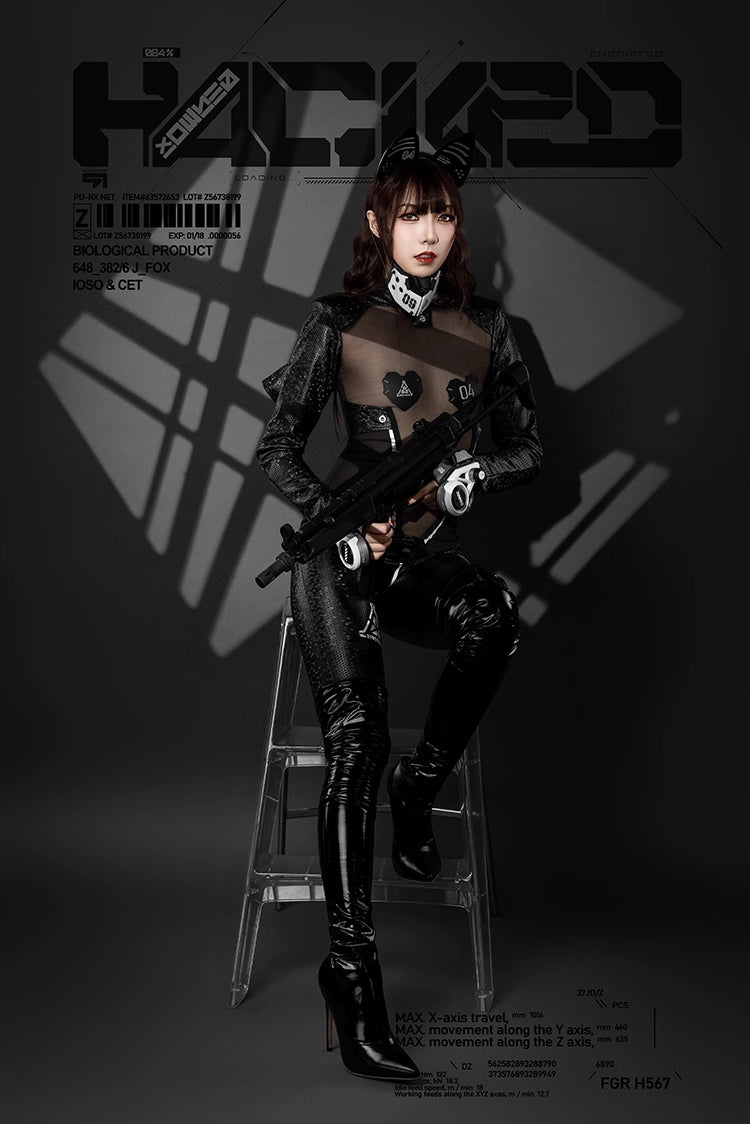 Tactical Anime Girl PU Leather Sheer Mesh Sexy Cosplay Full Bodysuit Costume - www.Shopthatapp.com