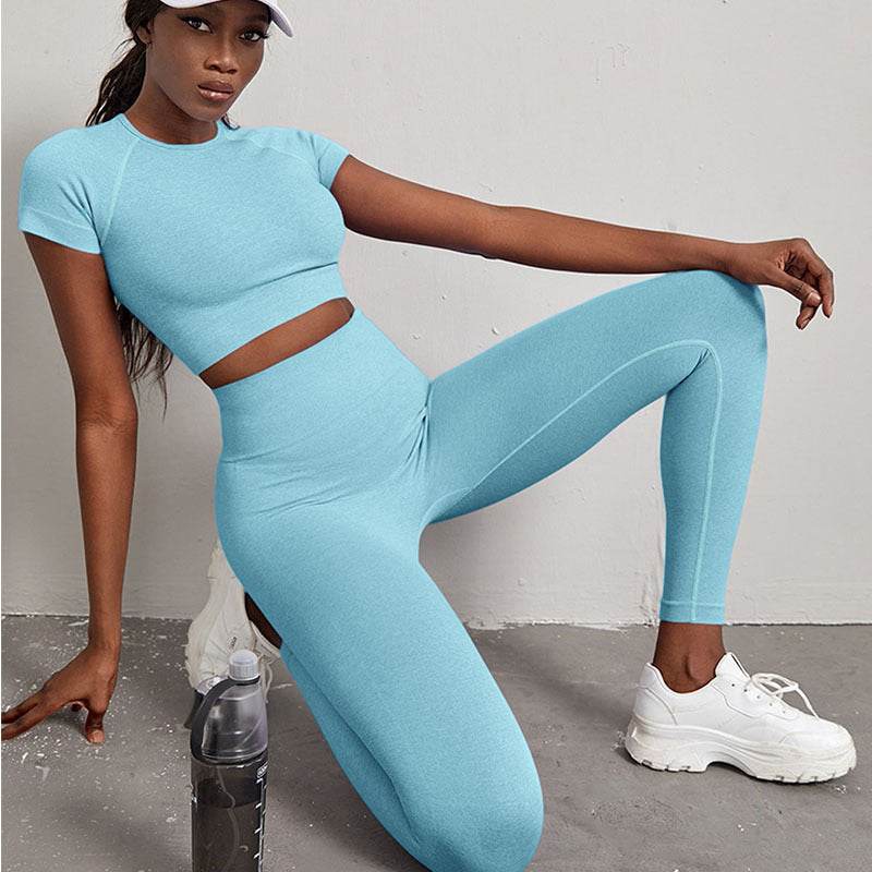 2pcs Quick-drying Workout Clothes High Waist Hip Lift Yoga Gym clothes for women - www.Shopthatapp.com