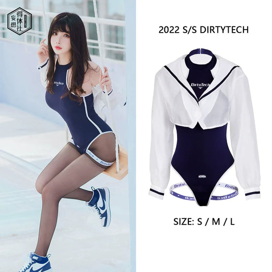 Anime Style JK One Piece Swimsuit with Jacket Spandex Racing Suit Wet Suit - www.Shopthatapp.com