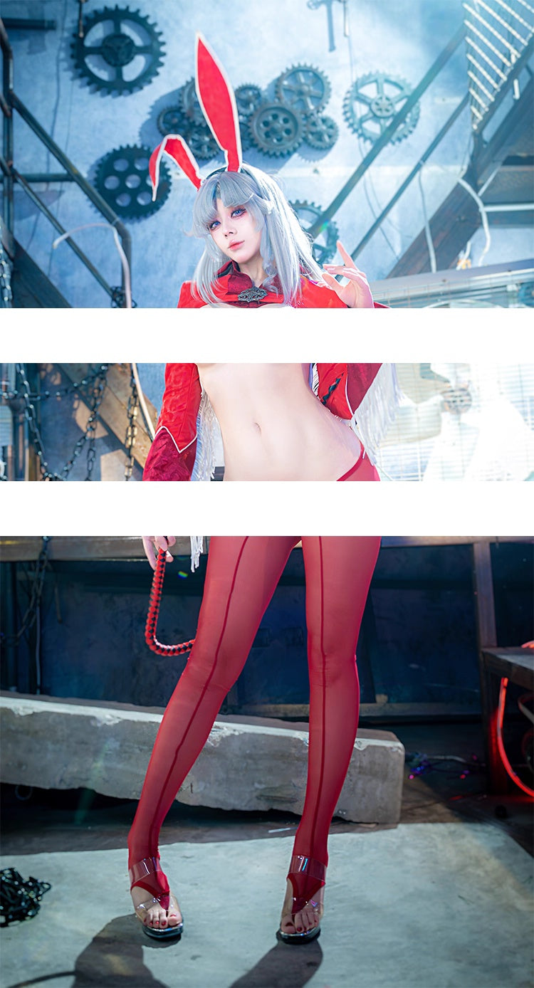 Wild Bunny Cow Girl PU Leather Jacket Sheer Sexy Ligerie Cosplay Costume Set - www.Shopthatapp.com