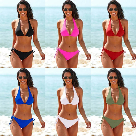 Sexy Bikini Swimsuit Strap Solid Color - www.Shopthatapp.com