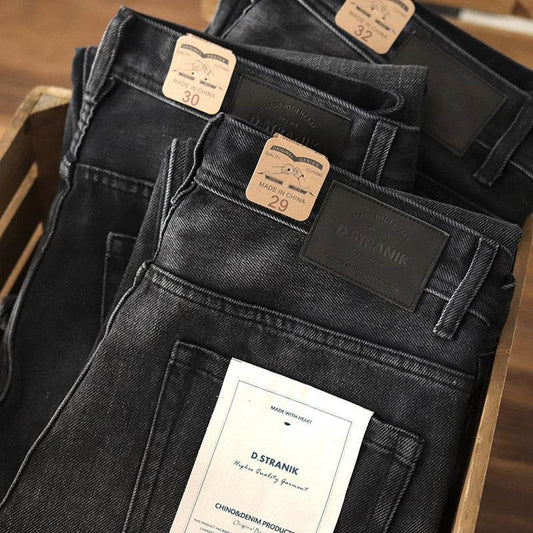Denim Cotton Men's Heavy Black Washed Denim Jeans Pant trouser - www.Shopthatapp.com