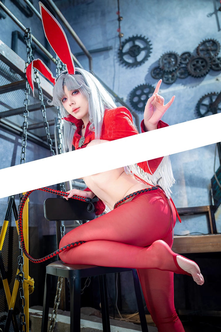 Wild Bunny Cow Girl PU Leather Jacket Sheer Sexy Ligerie Cosplay Costume Set - www.Shopthatapp.com