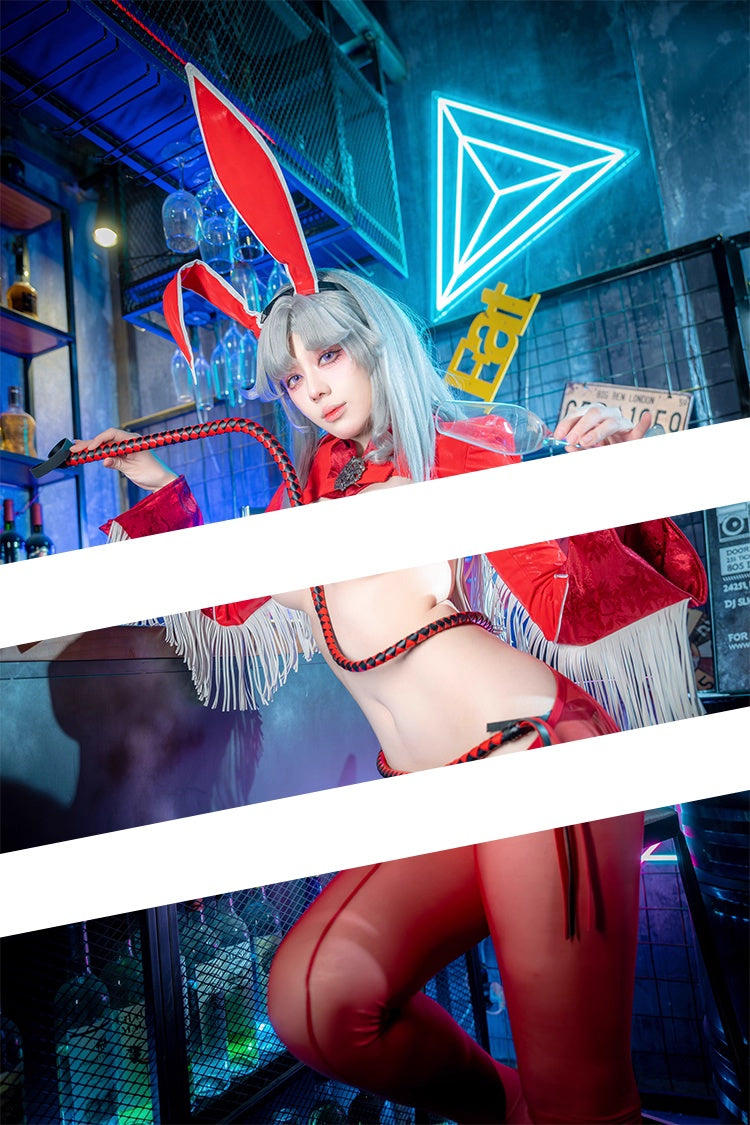 Wild Bunny Cow Girl PU Leather Jacket Sheer Sexy Ligerie Cosplay Costume Set - www.Shopthatapp.com