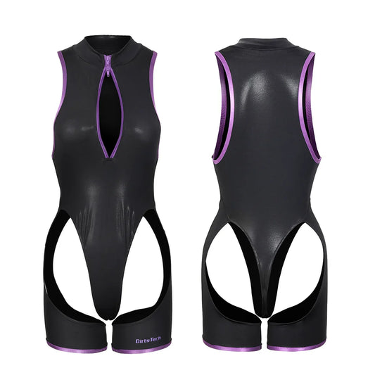 Anime Style Sexy One-piece Swimsuit Front Zipper Spandex Racing Swimwear Bodysuit - www.Shopthatapp.com