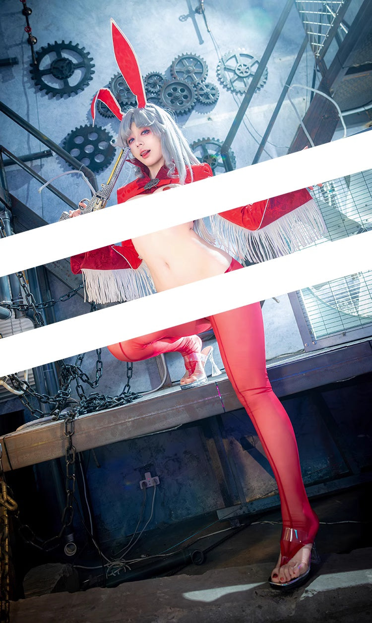 Wild Bunny Cow Girl PU Leather Jacket Sheer Sexy Ligerie Cosplay Costume Set - www.Shopthatapp.com