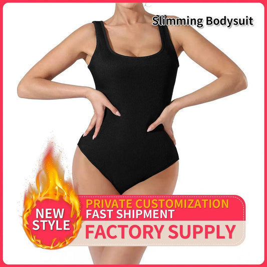 One piece Full body shaper Sleeveless Square neckline Bodysuit - www.Shopthatapp.com #