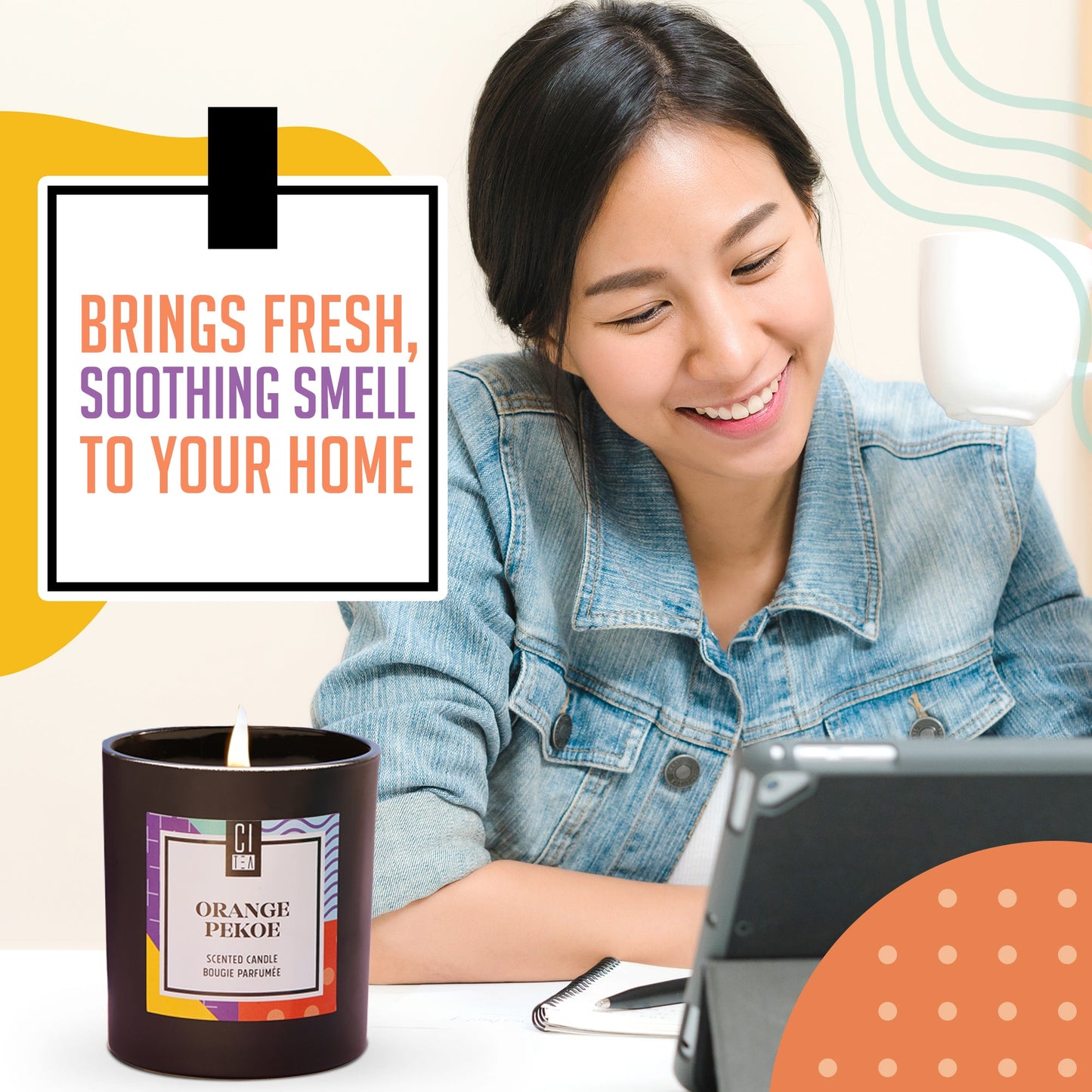 Bougie en cire de soja Orange Pekoe - Sauge et bois flotté - 227 g