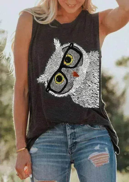 Owl Glasses Sleeveless Tank Top - www.Shopthatapp.com