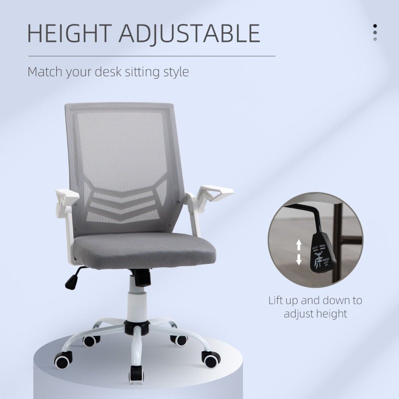 Office Chair, Gaming chair Ergonomic Desk Chair with Flip-up Arm and Lumbar Back Support for Home, Grey - www.Shopthatapp.com