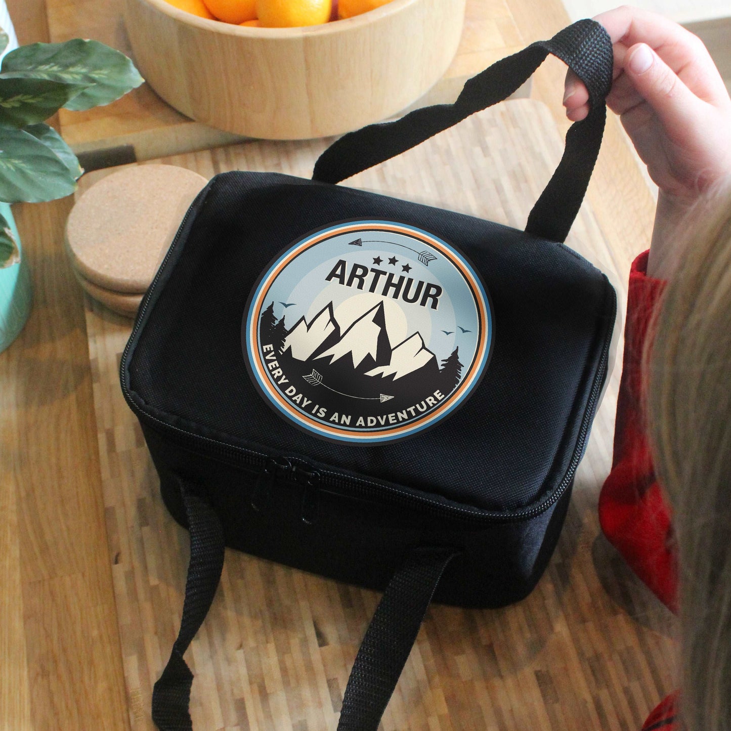 Adventure Black Lunch Bag Personalised - www.Shopthatapp.com