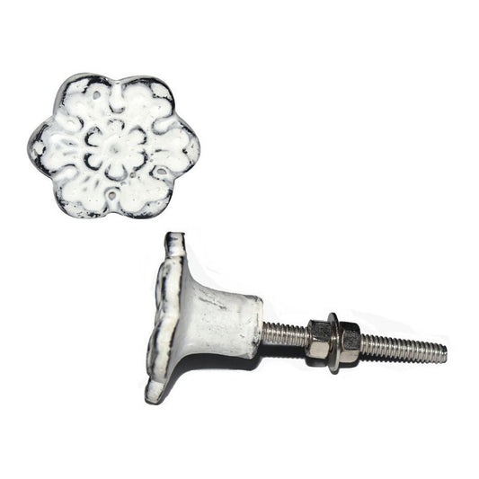 Flower Knob Cast Iron Cream - www.Shopthatapp.com