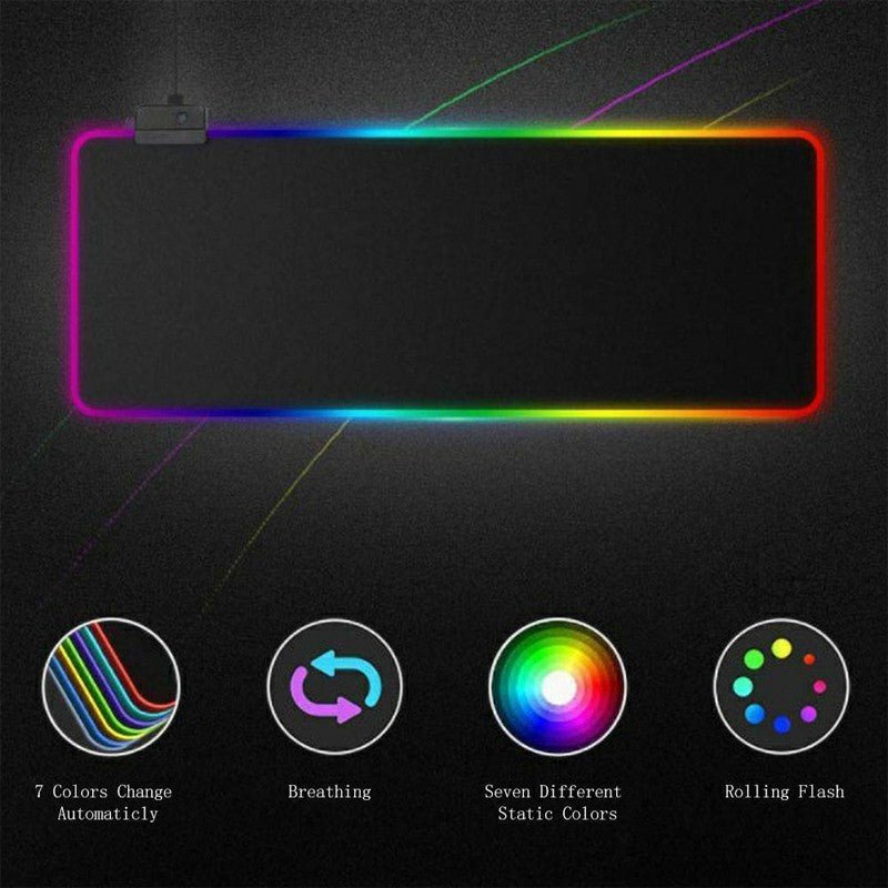 80 x 30CM RGB LED Lighting Gaming Mouse Pad for PC Laptop - www.Shopthatapp.com