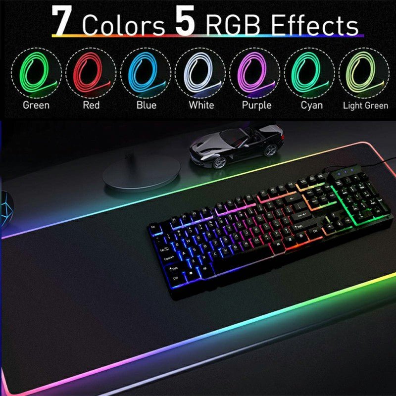 80 x 30CM RGB LED Lighting Gaming Mouse Pad for PC Laptop - www.Shopthatapp.com