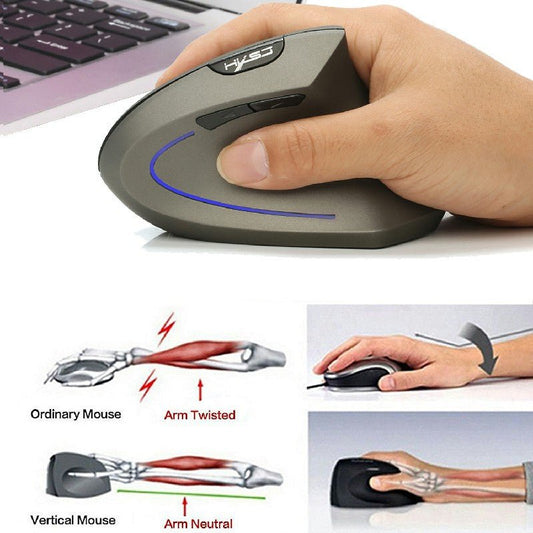2.4GHz Wireless 4-Keys 2400 DPI Adjustable Ergonomics Mouse Optical Vertical Mouse Grey - www.Shopthatapp.com