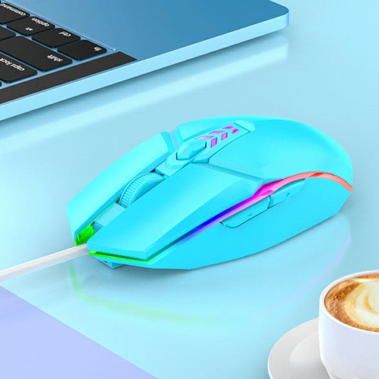 1600dpi RGB Lighting Gaming Wired Mouse with Silent Buttons - Blue - www.Shopthatapp.com
