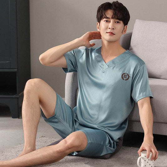 Pajamas Short-sleeved Shirt And Shorts Loose Ice Silk Suit Homewear - www.Shopthatapp.com