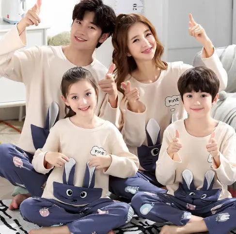 Parent-child Pajamas Cotton Long Sleeve Cartoon Children's Loungewear - www.Shopthatapp.com #