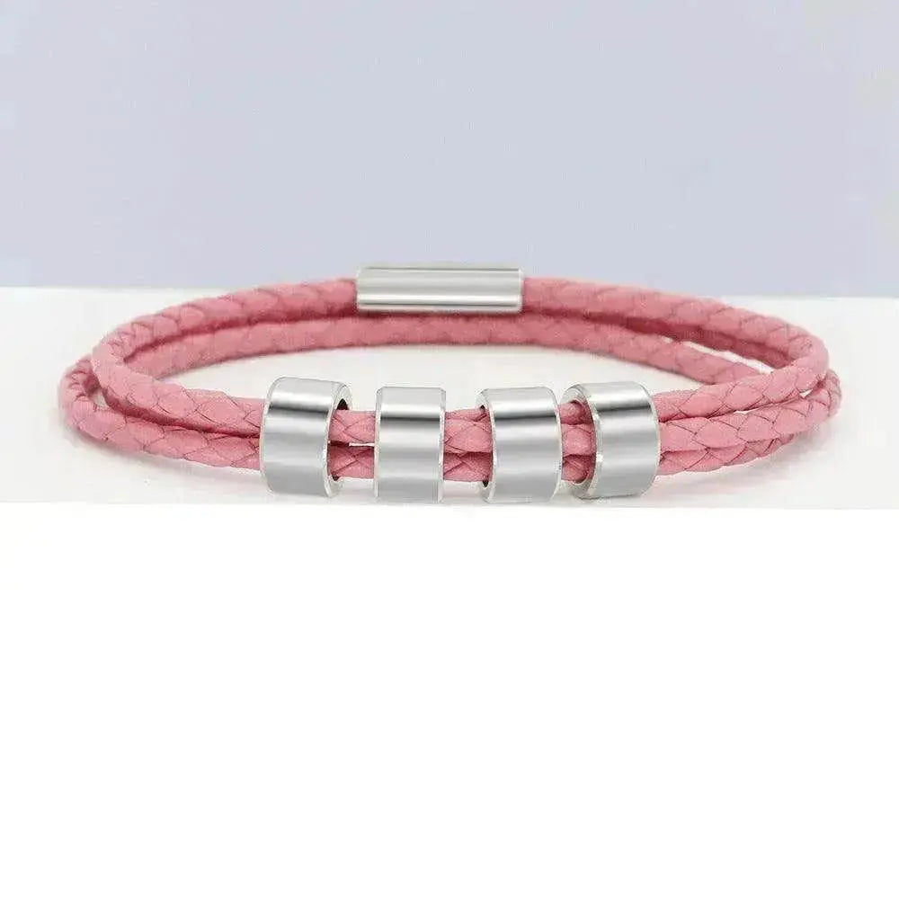 Personalized Beads Stainless steel engraved woven Hand Rope bracelet - www.Shopthatapp.com