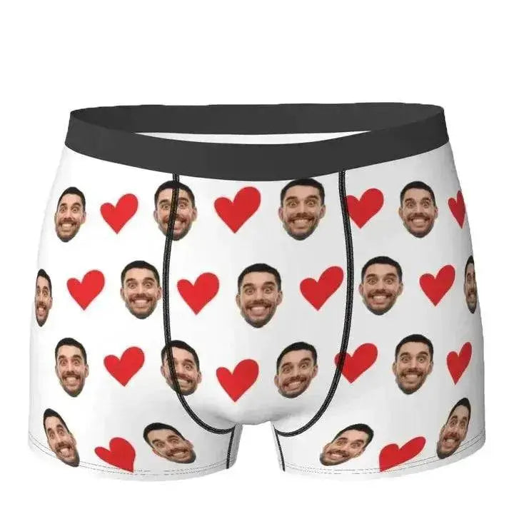 Personalized Face Photo Underwear Custom Heart Boxer Briefs Custom Men Briefs Gift For Husband - Anniversary Gift For Dad