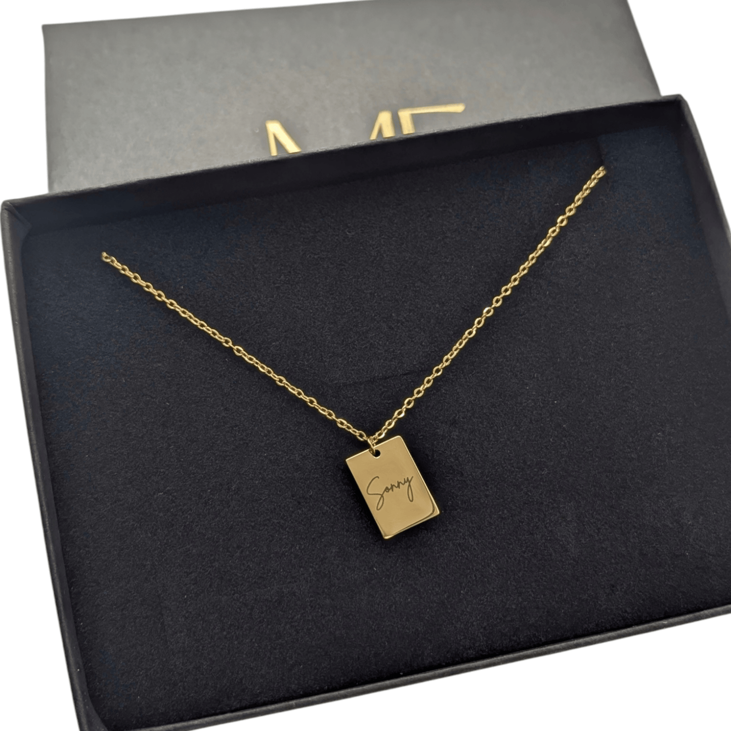 Collier petit rectangle imprimé à la demande