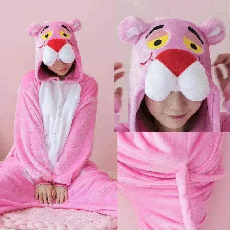 Pink cartoon one-piece pajamas - www.Shopthatapp.com #