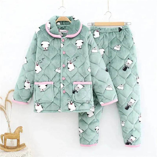 Plus Velvet Coral Winter Outfit Can Be Worn Outside Winter and Autumn pajamas and Sleepwear Loungewear - www.Shopthatapp.com #