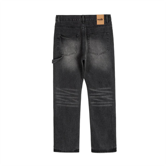 Punk Beggar Ripped Denim Straight-leg Trousers Men Jeans - www.Shopthatapp.com #