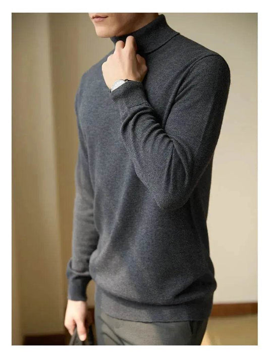 Pure Wool Thermal Slim Fit Turtleneck Sweater for Men - www.Shopthatapp.com #