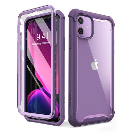 i-Blason Ares Case for iPhone 11 6.1 inch (2019 Release), Dual Layer Rugged Clear Bumper Case With Built-in Screen Protector (Purple) - www.Shopthatapp.com