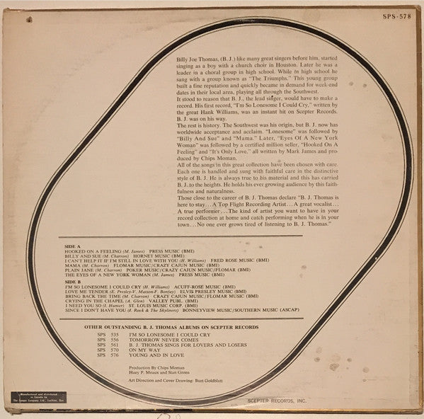 B.J. Thomas / Greatest Hits Volume 1 - LP USED - www.Shopthatapp.com