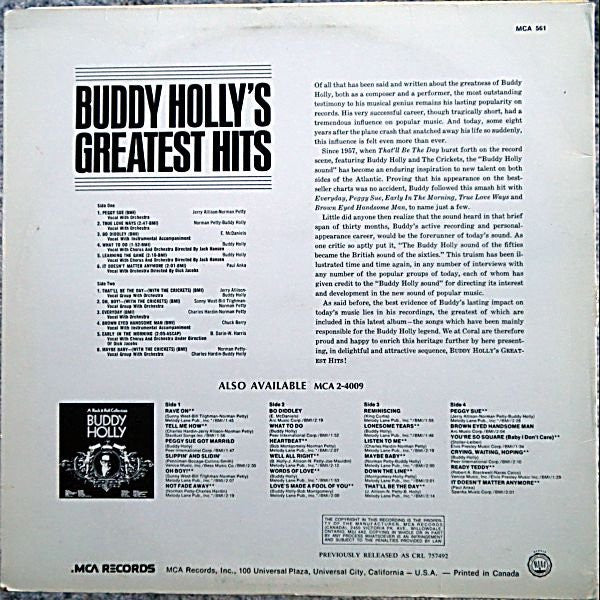 Buddy Holly / Buddy Holly's Greatest Hits - LP USED - www.Shopthatapp.com