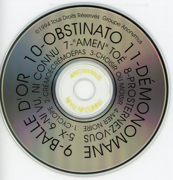 Anonymus / Ni Vu, Ni Connu - CD (Used)