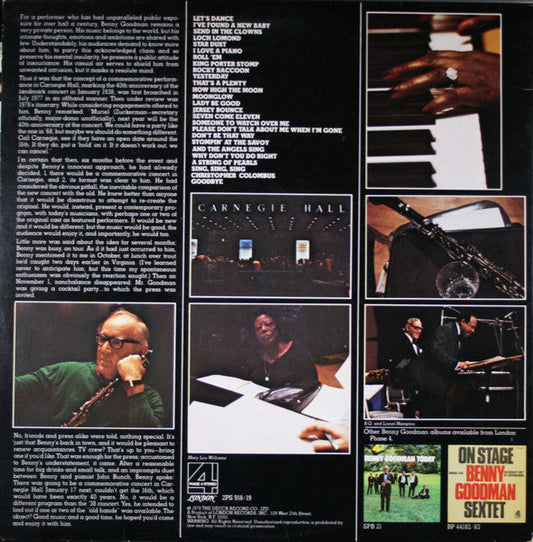 Benny Goodman / Live At Carnegie Hall 40th Anniversary Concert - 2LP Used - www.Shopthatapp.com