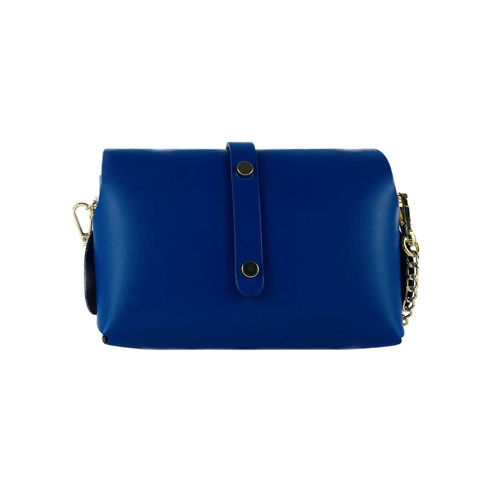RB1001CH | Tasche Piccola in Vera Pelle, hergestellt in Italien mit abnehmbarer Tracollina und passante di chiusura in Metallo Oro Lucido – Colore Blu Royal – Maße: cm 16,5 x 11 x 8