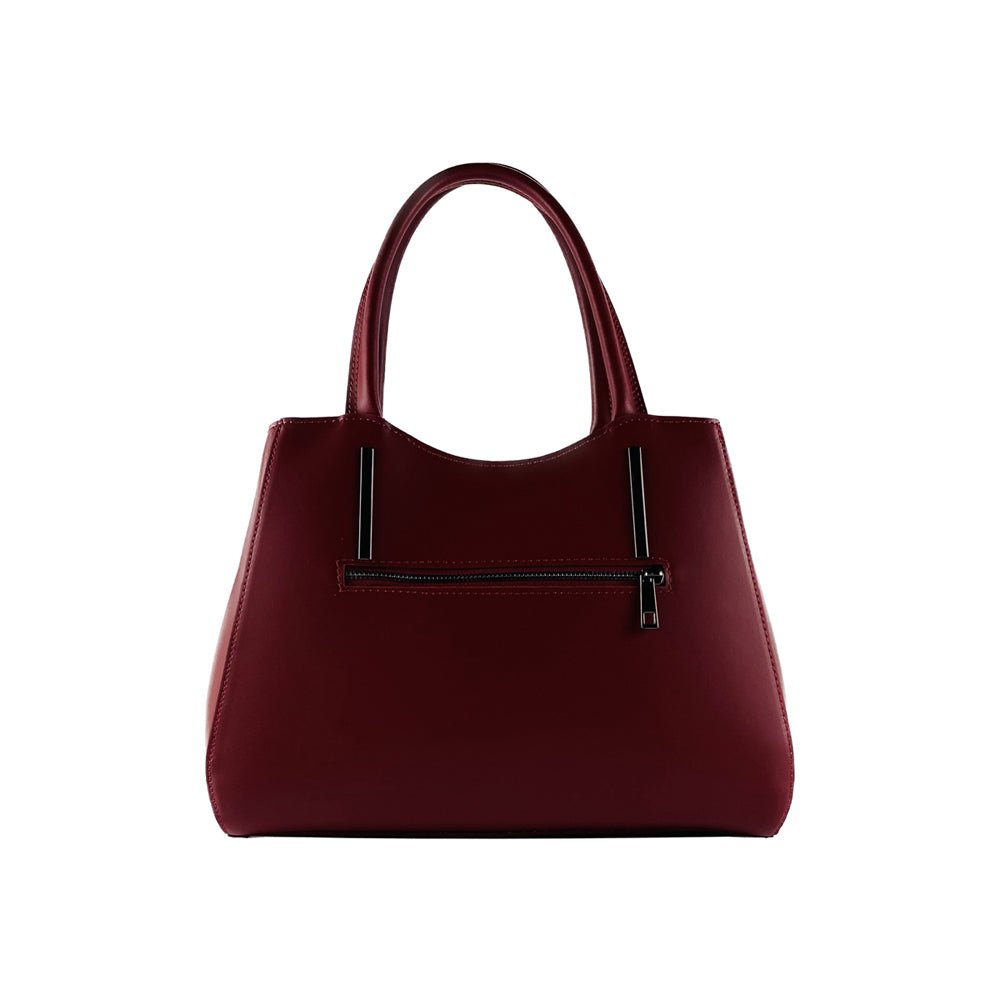 RB1004V | Bourse à main en Vera Pelle Made in Italy avec Tracollina amovible et attaches avec mousquetons en métal Canna di Fucile - Colore Rosso - Dimensions: cm 33 x 25 x 15 + Manici 13 cm