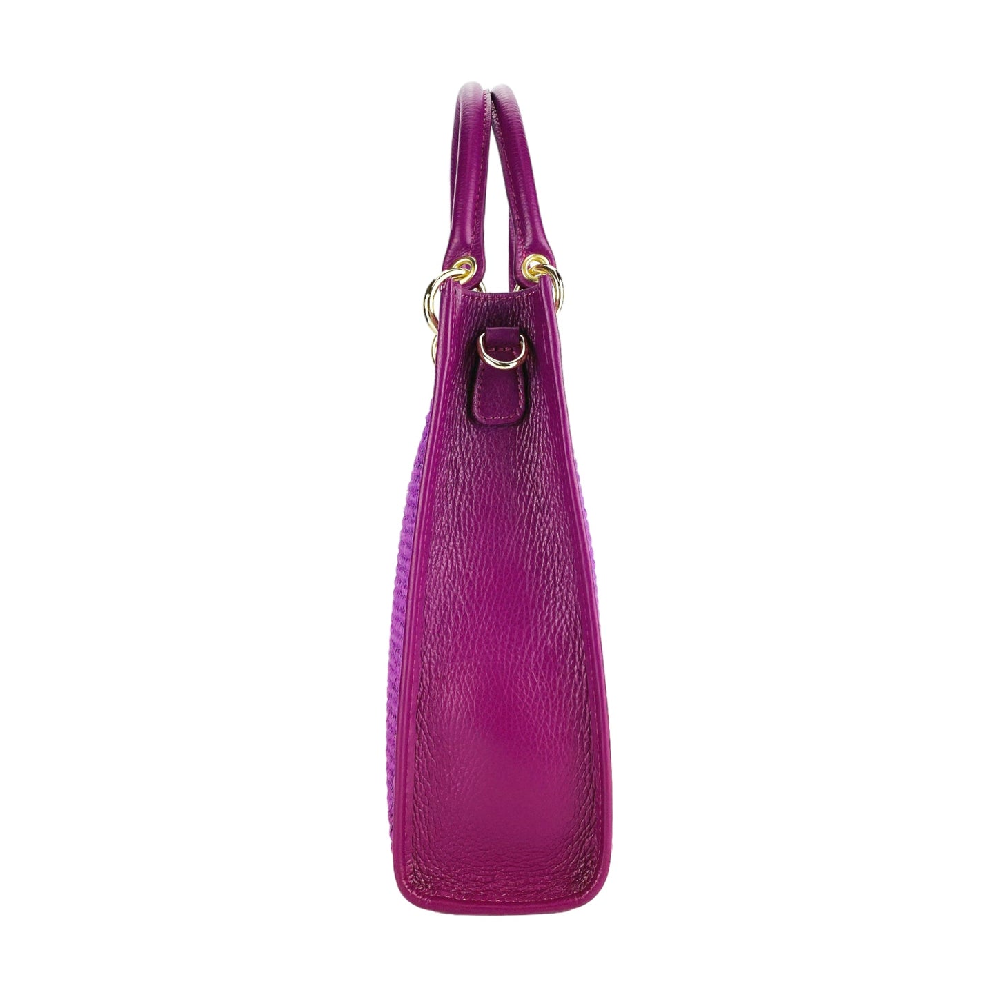 RB1026CN | Borsa Donna a mano verticale in Vera Pelle e Paglia Made in Italy. Tracolla removibile e regolabile in pelle. Accessori Oro Lucido - Colore Lampone - Dimensioni: cm 24 x 29 x 9 - www.Shopthatapp.com