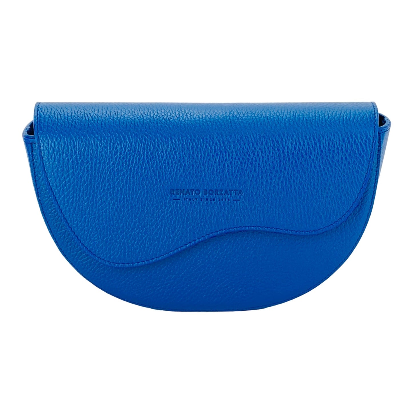 RB1027CH | Borsa Donna a Bandoliera stondata in Vera Pelle Made in Italy. Tracolla removibile e regolabile in pelle. Accessori Nickel Lucido - Colore Blu Royal - Dimensioni: cm 25 x 15 x 9 - www.Shopthatapp.com