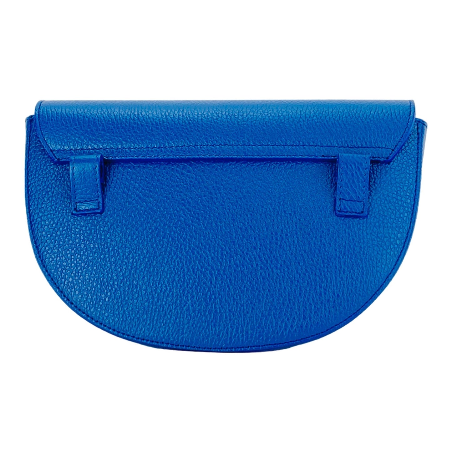 RB1027CH | Borsa Donna a Bandoliera stondata in Vera Pelle Made in Italy. Tracolla removibile e regolabile in pelle. Accessori Nickel Lucido - Colore Blu Royal - Dimensioni: cm 25 x 15 x 9 - www.Shopthatapp.com