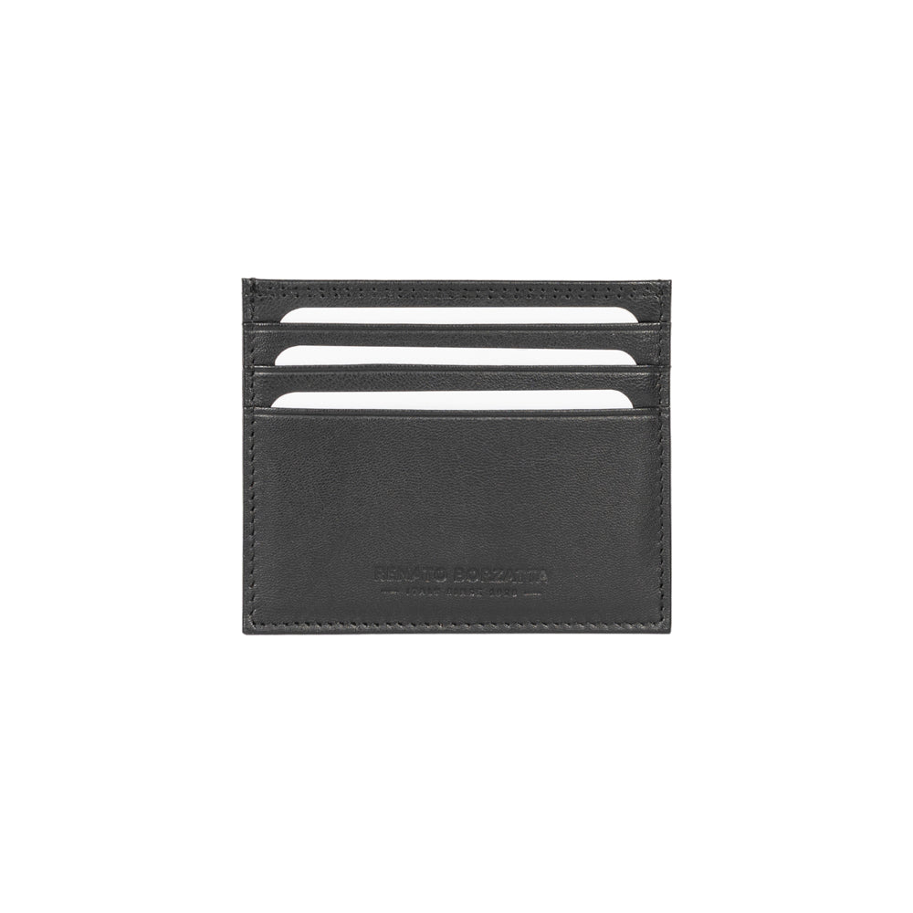 RB12016A | Porta Carte di Credito in Vera Pelle pieno fiore, con leggera grana. Colore Nero. Protezione RFID. Dimensioni: cm 10 x 8 x 0,5. Confezione: Scatola regalo fondo/coperchio - www.Shopthatapp.com